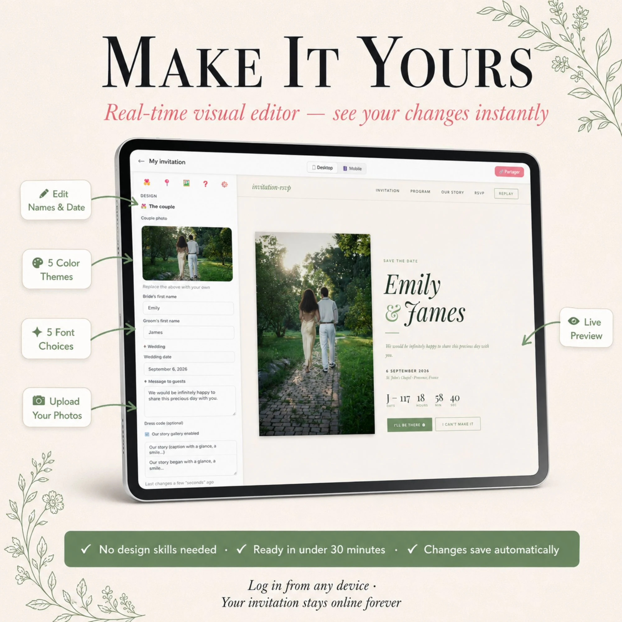 Sage Green Wedding Invitation