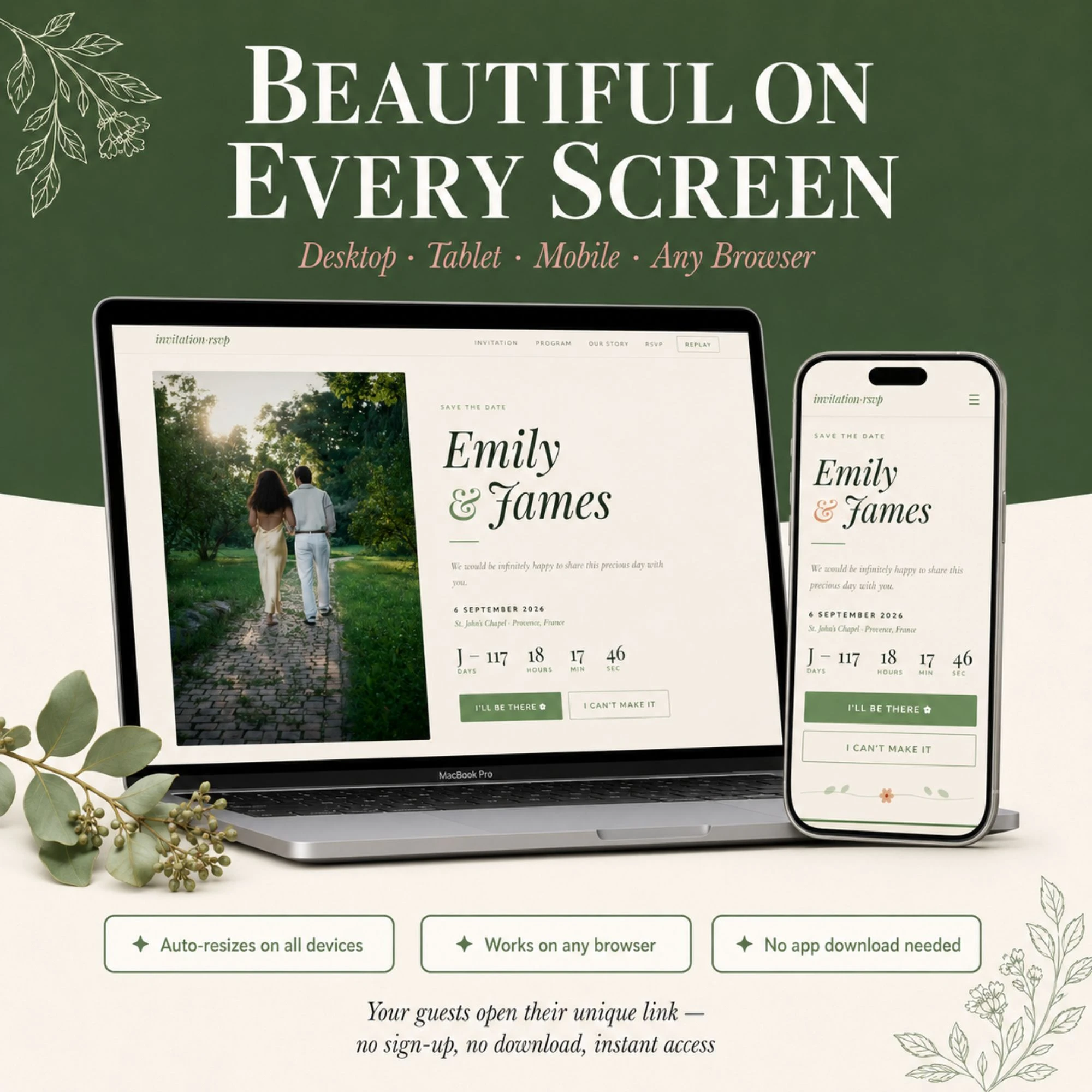 Sage Green Wedding Invitation