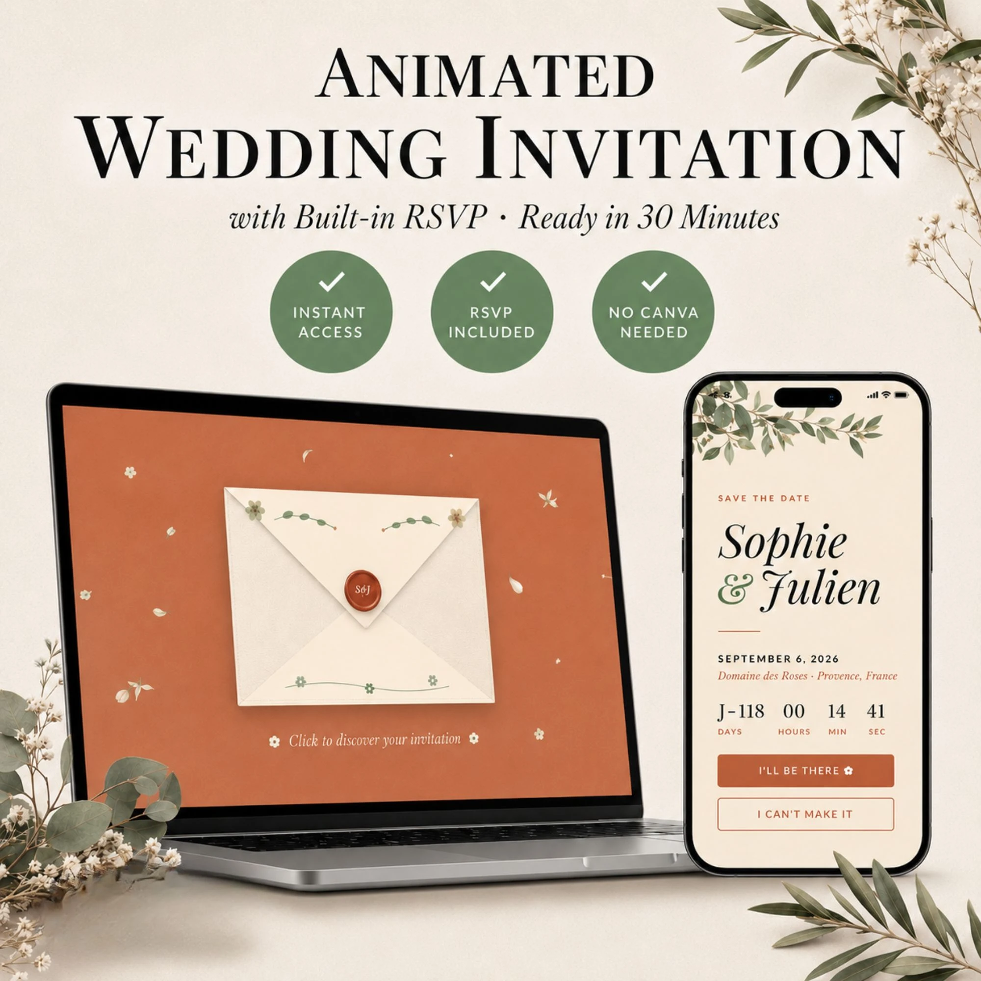 Sage Green Wedding Invitation